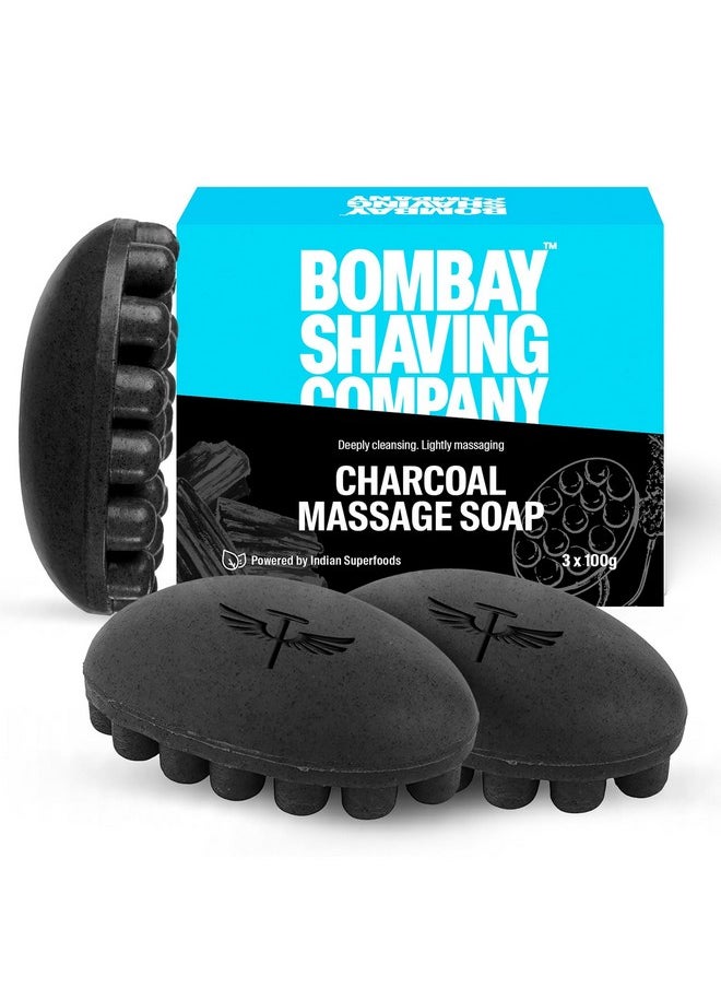 BOMBAY SHAVING COMPANY Bombay Shaving Company Charcoal Massage Soap100g | Pack of 3  - Image 1