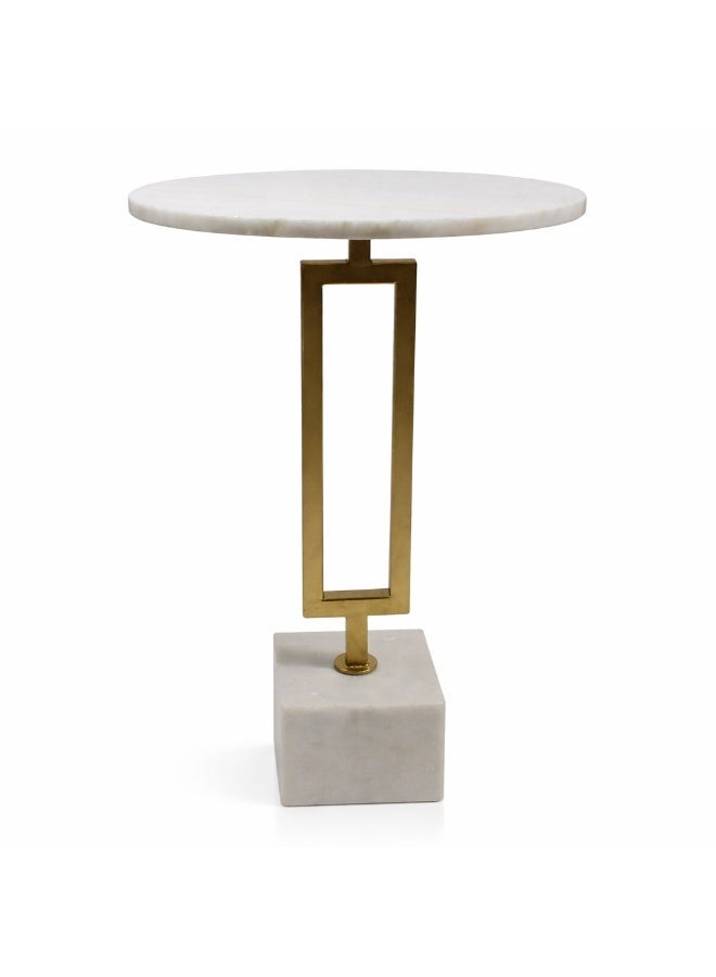 Handmade Side Table with natural marble Bottom & Top - Image 2