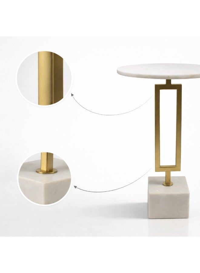 Handmade Side Table with natural marble Bottom & Top - Image 3