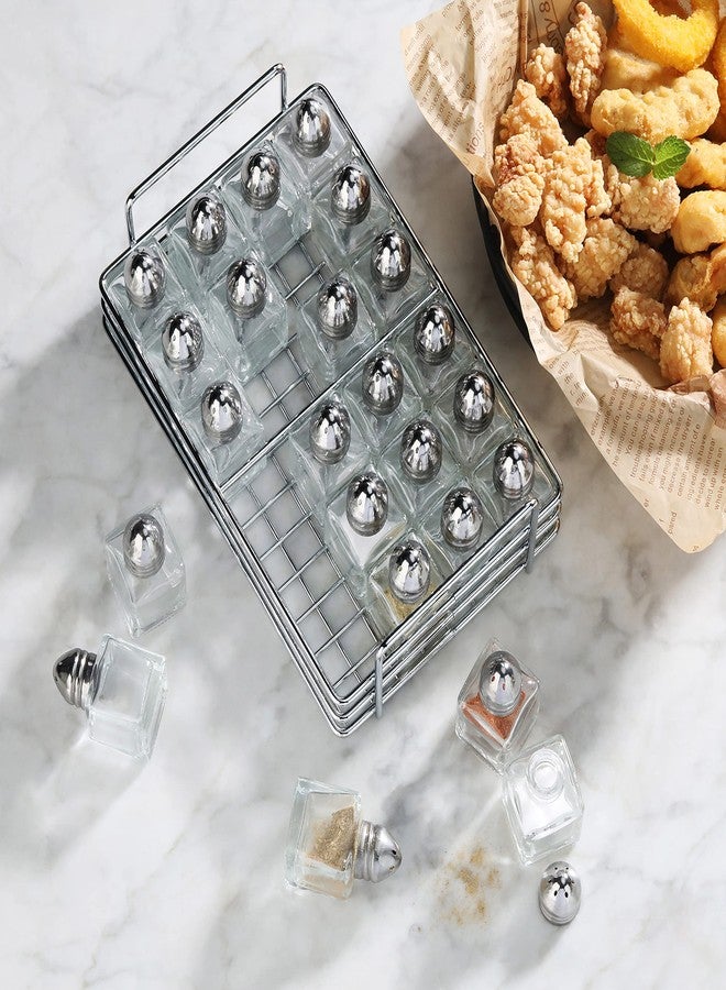 نيو ستار فود سيرفيس علبة ملح وفلفل صغيرة مكعبة الشكل من الزجاج من نيو ستار فود سيرفيس (فضية اللون مع رف) - Image 5