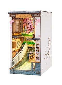 Excefore DIY Book Nook Kit, 3D Wooden Puzzle, DIY Dollhouse Booknook Bookshelf Insert Decor with LED, DIY Bookend, Diorama Miniature Kit Crafts Hobbies Gifts for Adults/Teens (Sakura City)  - Image 1