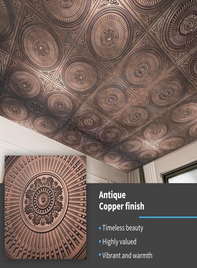 Art3d 12-Pack Drop Ceiling Tiles 2x2 FT, Decorative Easy Install PVC Ceiling Panels for Interior Kitchen Bathroom Basement, 24x24 Inch, Antique Copper - Image 3