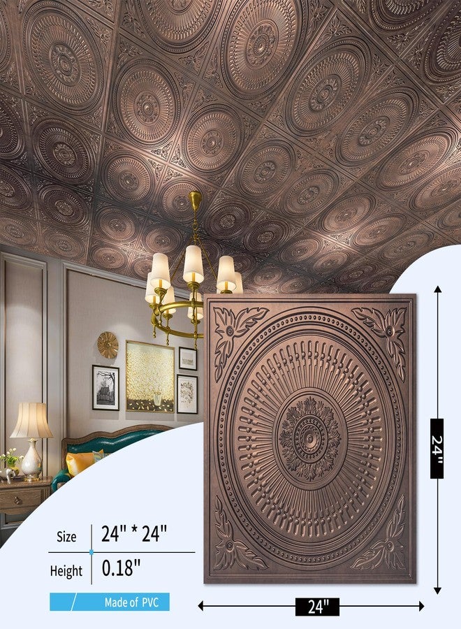 Art3d 12-Pack Drop Ceiling Tiles 2x2 FT, Decorative Easy Install PVC Ceiling Panels for Interior Kitchen Bathroom Basement, 24x24 Inch, Antique Copper - Image 4