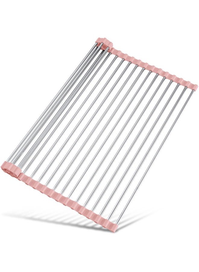 Tomorotec 17.7" x 15.5" Roll Up Dish Drying Rack Over Sink Drying Rack Sink Cover Kitchen Sink Accessories Gadget Multipurpose Organizer Foldable Stainless Steel Drainer - Image 1