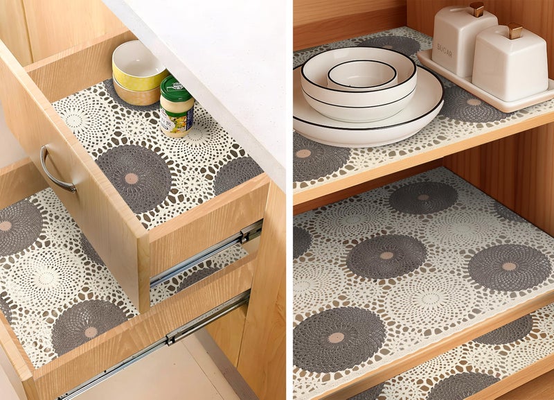 Yellow Weaves PVC Kitchen Mat Fridge Mats 50 cm X 5 Meters Anti Slip Roll, Shelf Liners Sheet for Kitchen, Shelves, Cabinet, Drawer, Wardrobe, Refrigerator, Table (Circular Beige) - Image 2