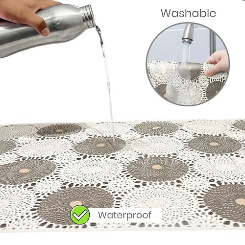 Yellow Weaves PVC Kitchen Mat Fridge Mats 50 cm X 5 Meters Anti Slip Roll, Shelf Liners Sheet for Kitchen, Shelves, Cabinet, Drawer, Wardrobe, Refrigerator, Table (Circular Beige) - Image 5