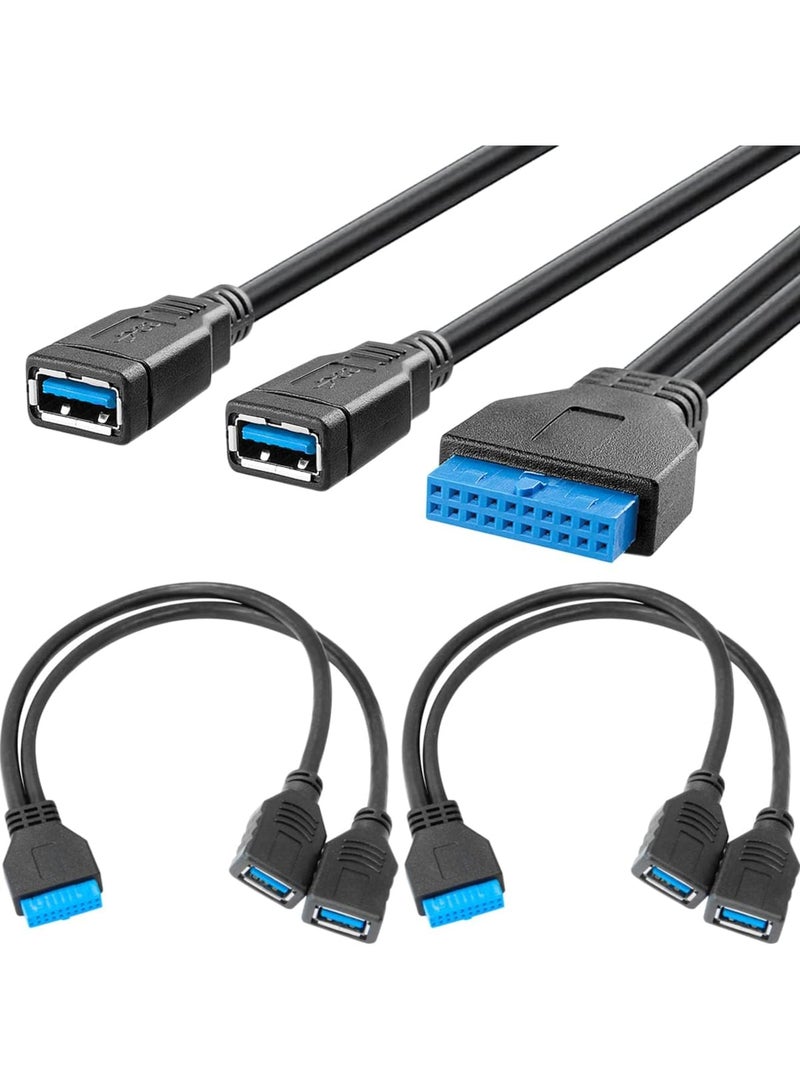 SYOSI Dual USB 3.0 Female to Motherboard 20pin Header Cable for Front Panel,PC Mainboard Internal USB 3 to 2 Ports Type A Adapter-High-Speed Data Transfer,Compatible with Most Desktop(11.8inch,2 PCS,Black) - Image 1