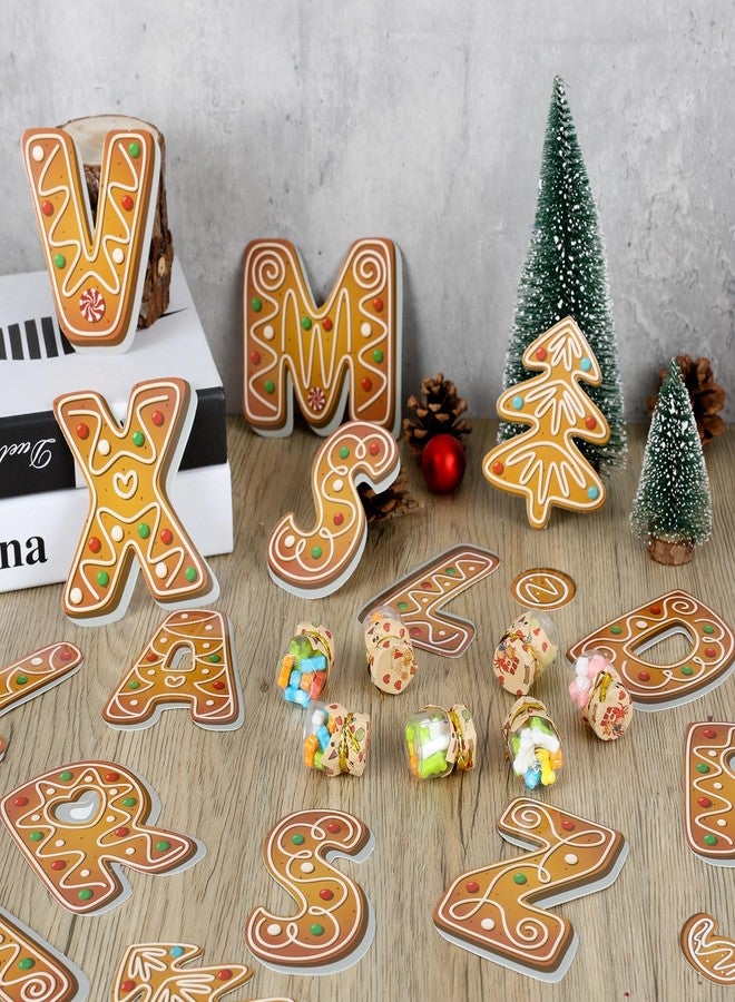 YLOLUL 185 Pcs Gingerbread Letters Christmas Bulletin Board Letters Decoration 4 Inch Gingerbread Alphabet Number Symbol Tree Paper Cutouts for Classroom School Home Wall Window Xmas Holiday Party Supplies - Image 3