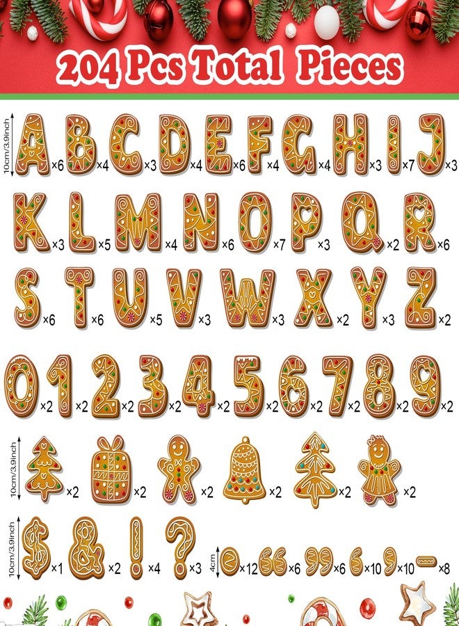 YLOLUL 185 Pcs Gingerbread Letters Christmas Bulletin Board Letters Decoration 4 Inch Gingerbread Alphabet Number Symbol Tree Paper Cutouts for Classroom School Home Wall Window Xmas Holiday Party Supplies - Image 2