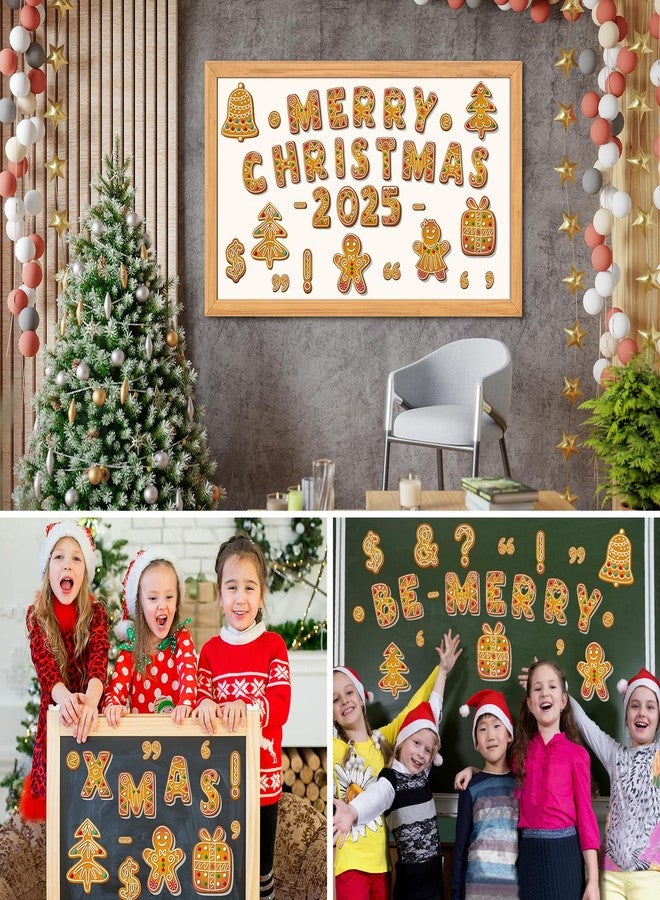 YLOLUL 185 Pcs Gingerbread Letters Christmas Bulletin Board Letters Decoration 4 Inch Gingerbread Alphabet Number Symbol Tree Paper Cutouts for Classroom School Home Wall Window Xmas Holiday Party Supplies - Image 5