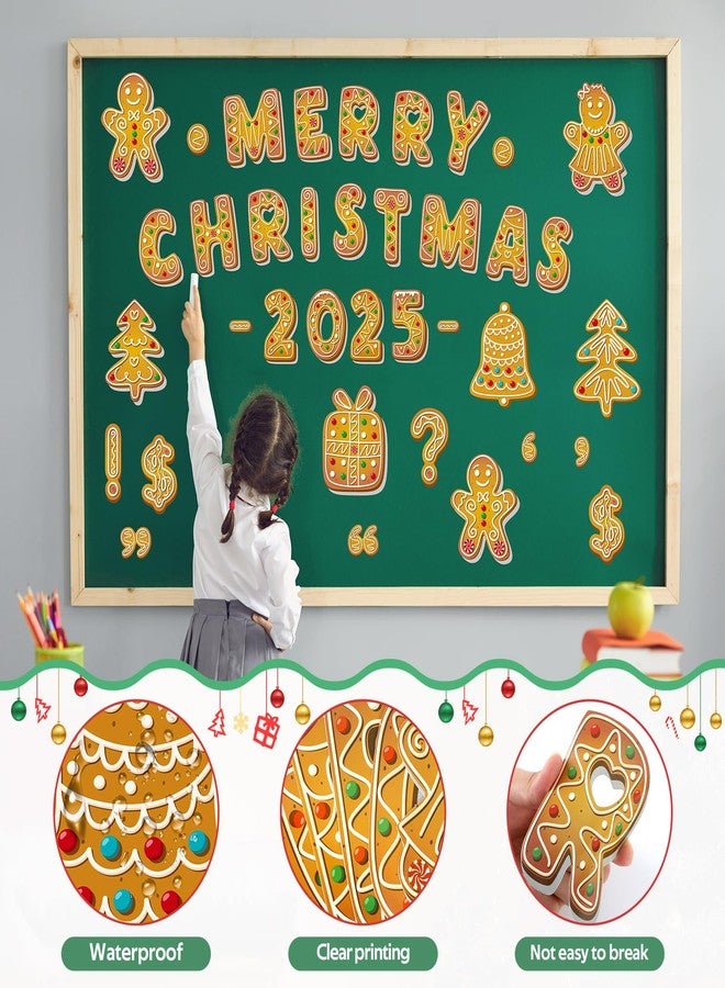YLOLUL 185 Pcs Gingerbread Letters Christmas Bulletin Board Letters Decoration 4 Inch Gingerbread Alphabet Number Symbol Tree Paper Cutouts for Classroom School Home Wall Window Xmas Holiday Party Supplies - Image 4