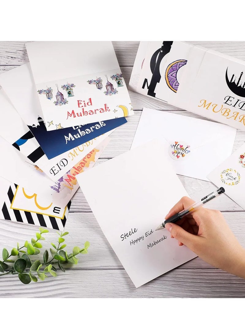 Generic 24 Pack Eid Mubarak Cards with Envelopes and Ramadan Mubarak Stickers Assorted Eid Greeting Card Happy Eid al-Fitr Eid al-Adha Cards for Islamic Muslim Party Decorations  - Image 3