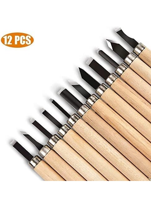 Wagela Wagela Professional Wood Carving Chisel Set Carbon Steel Wood Carving Tools Woodworking Chisels Wood Chisel Kits Power Grip Carving Tools Great for Carving Woodworking Beginners  - Image 2