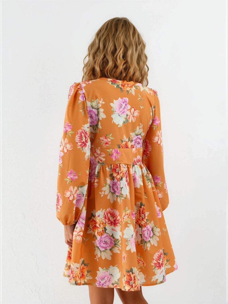 Jennyfer Frilly Floral V-Neck Mini Dress - Image 3