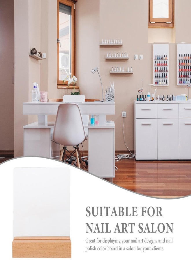 HOMSFOU Acrylic Nail Art Display Board with Wood Base Adjustable Angle Nail Tips Stand for Salon Photography Home Use 4.33 X 3.93 X 1.18 Inches - Image 2
