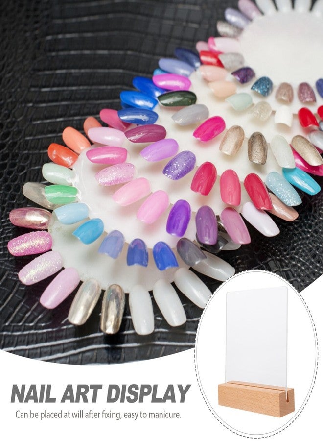 HOMSFOU Acrylic Nail Art Display Board with Wood Base Adjustable Angle Nail Tips Stand for Salon Photography Home Use 4.33 X 3.93 X 1.18 Inches - Image 5