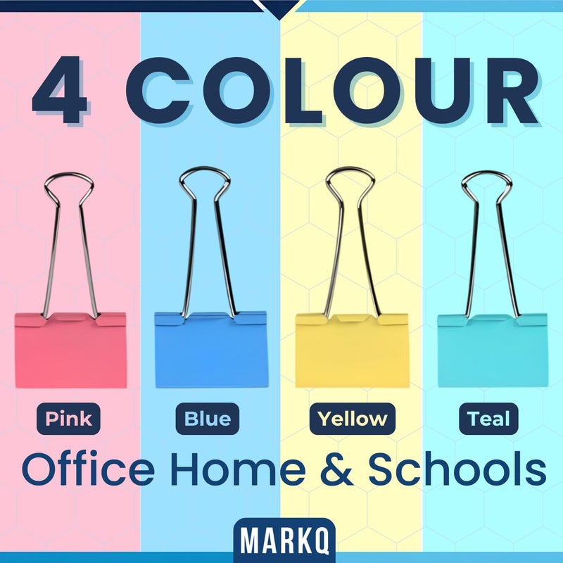 MARKQ مشابك ورق مارك كيو متعددة الألوان مصنوعة من المعدن المتين | حوامل مستندات قوية وموثوقة للمكتب والمدرسة والمنزل وتنظيم الفصول الدراسية، صغيرة 19 مم - عبوة من 40 - Image 4