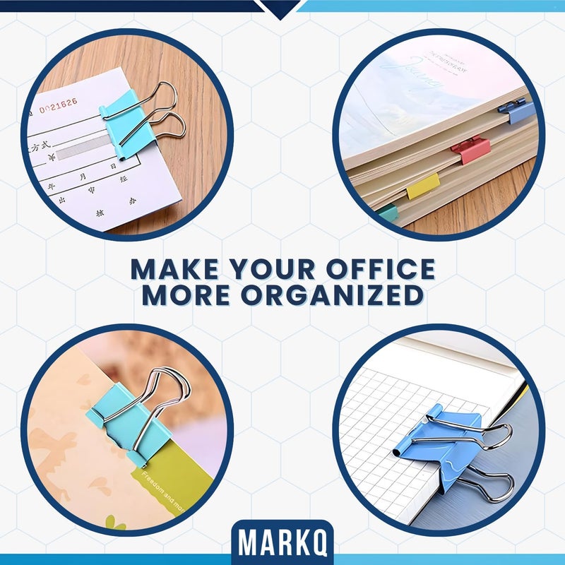MARKQ مشابك ورق مارك كيو متعددة الألوان مصنوعة من المعدن المتين | حوامل مستندات قوية وموثوقة للمكتب والمدرسة والمنزل وتنظيم الفصول الدراسية، صغيرة 19 مم - عبوة من 40 - Image 5