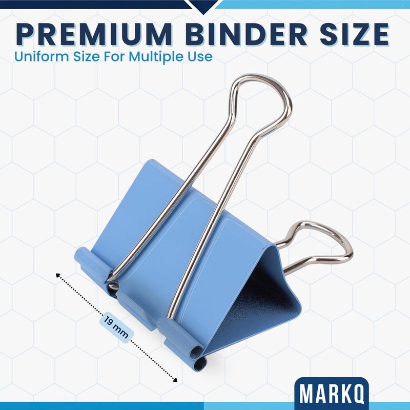 MARKQ مشابك ورق مارك كيو متعددة الألوان مصنوعة من المعدن المتين | حوامل مستندات قوية وموثوقة للمكتب والمدرسة والمنزل وتنظيم الفصول الدراسية، صغيرة 19 مم - عبوة من 40 - Image 3