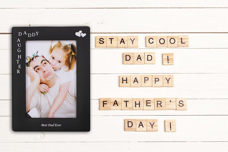 LEADEX Daddy & Daughter Best Dad Ever Gift for Dad from Daughter, Black Metal Engraved 4 by 6 inch Vertical - Image 5