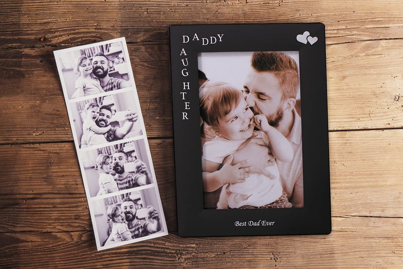 LEADEX Daddy & Daughter Best Dad Ever Gift for Dad from Daughter, Black Metal Engraved 4 by 6 inch Vertical - Image 2