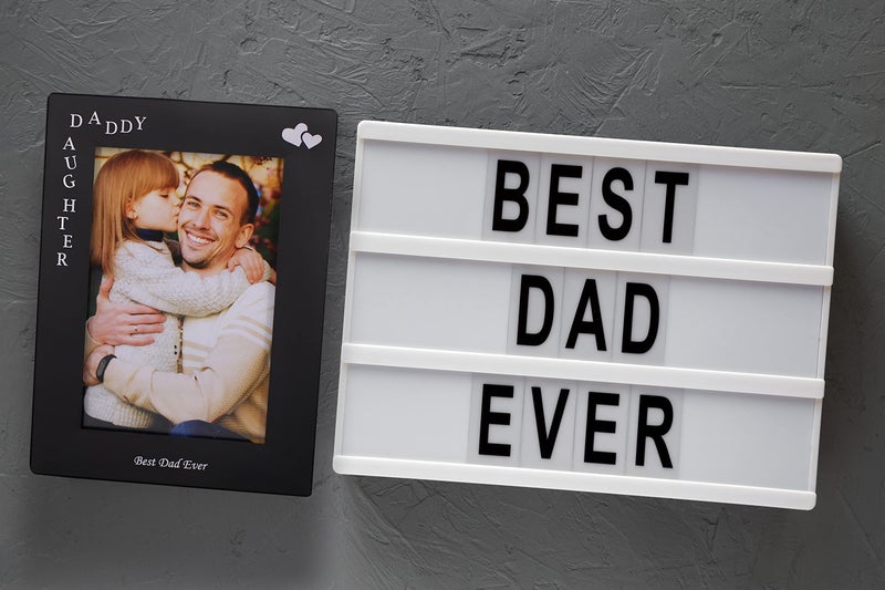 LEADEX Daddy & Daughter Best Dad Ever Gift for Dad from Daughter, Black Metal Engraved 4 by 6 inch Vertical - Image 4
