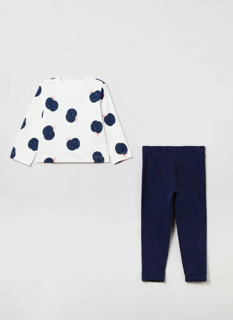 Ovs Ovs Girls Cotton Jogging Set With Fruit Print