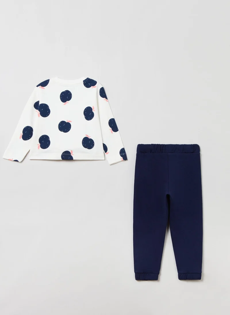 Ovs Ovs Girls Cotton Jogging Set With Fruit Print