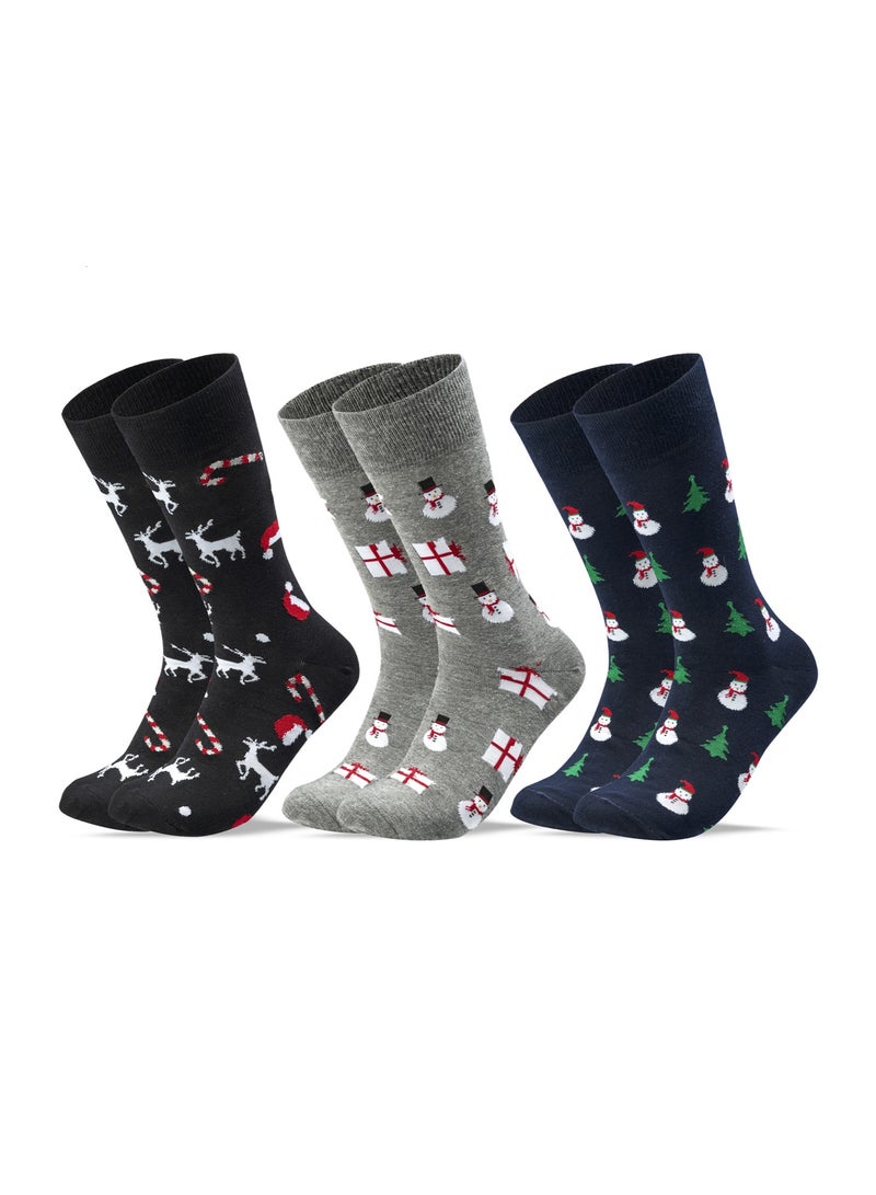 سام سوكس مجموعة من 3 جوارب نسائية بنقشة هدايا كريسماس متعددة الألوان - Image 3