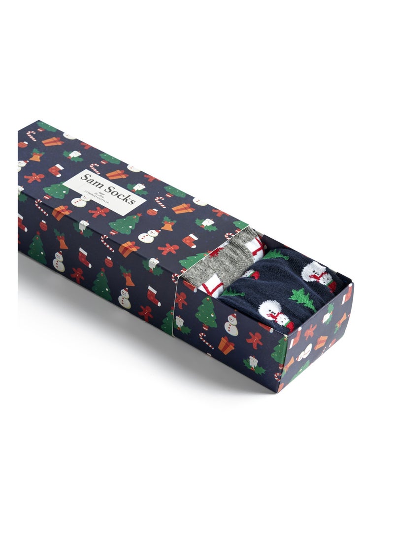سام سوكس مجموعة من 3 جوارب نسائية بنقشة هدايا كريسماس متعددة الألوان - Image 2