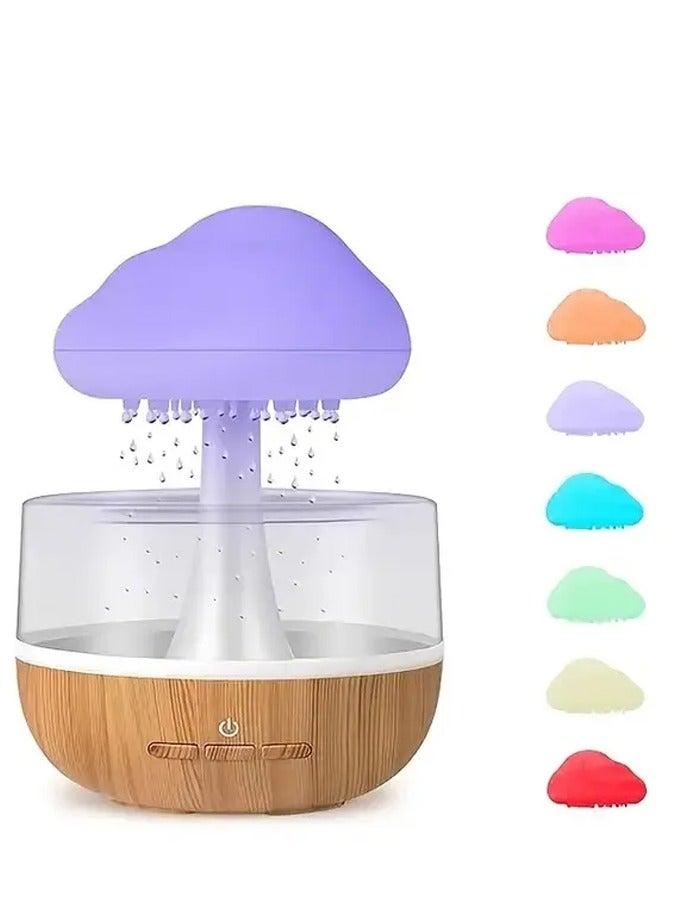 DubaiGallery مرطب هواء خارجي إبداعي على شكل سحابة مطر، جهاز علاج بالروائح، مصباح فطر ملون على شكل سحابة مطر للمنزل - Image 2
