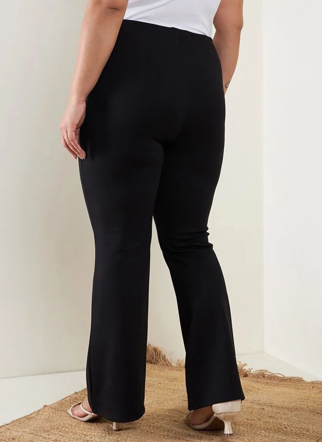 ساسافراس High-Rise Black Bootcut Trousers for Women