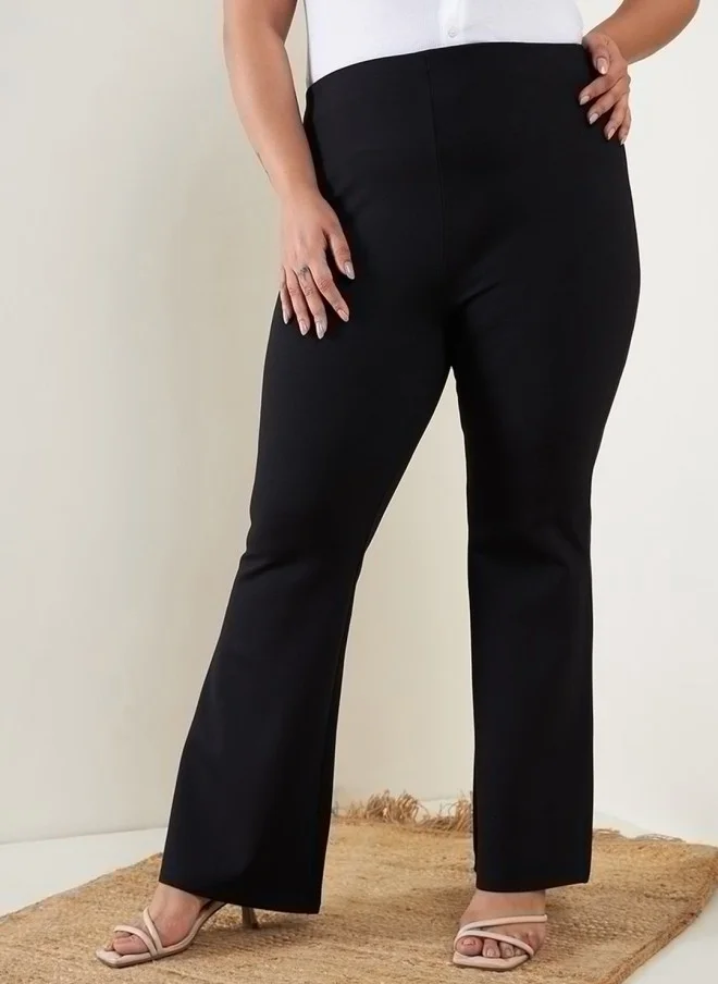 ساسافراس High-Rise Black Bootcut Trousers for Women