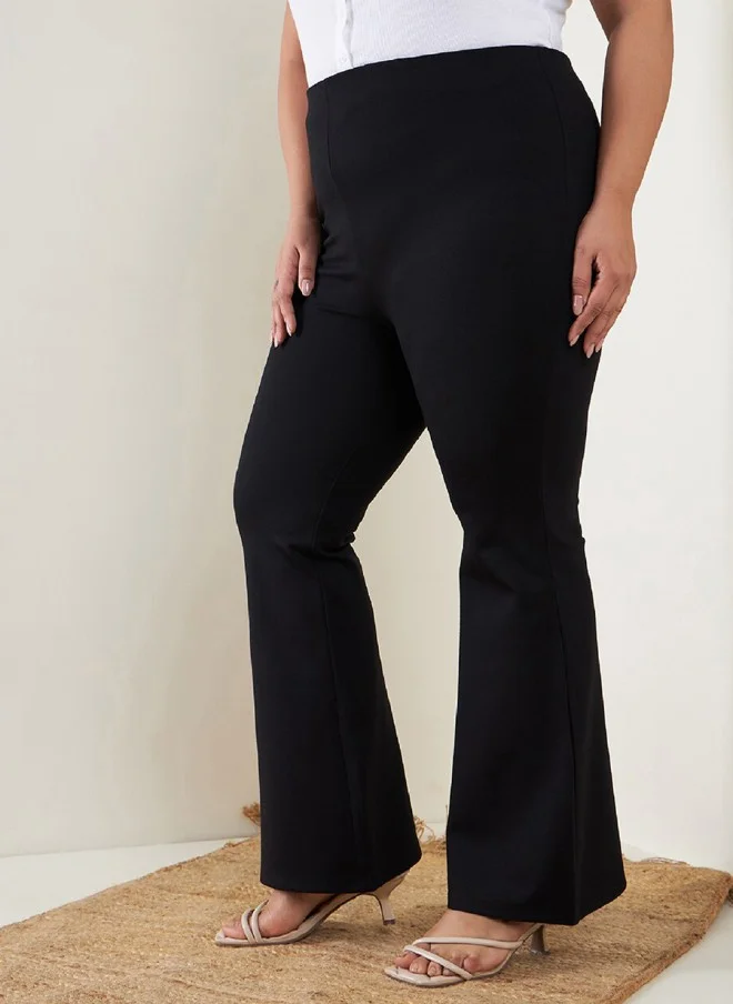 ساسافراس High-Rise Black Bootcut Trousers for Women