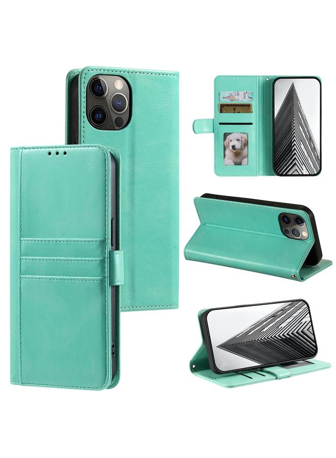 زبون جراب هاتف جلدي بسيط بسعة 6 بطاقات لهاتف iPhone 12 / 12 Pro - Image 1