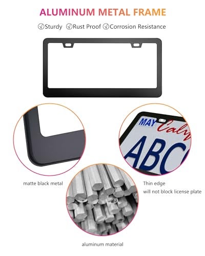ZXFOOG American Flag License Plate for Front Bumper, Black ABS Plastic Car Tag Plate with 3D Embossed USA Flag Pattern, with Aluminum Frame, Screws, Patriotic Decals - Image 2