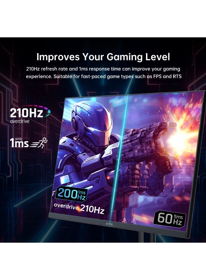 KTC 27Inch Gaming Monitor QHD(2560× 1440p), 200Hz Up to 210Hz, 1MS,Fast IPS,131% sRGB,2X DP & 2X HDMI,HDR 10,VESA,Speakers, FreeSync 2K Monitor H27T22C-3 - Image 2