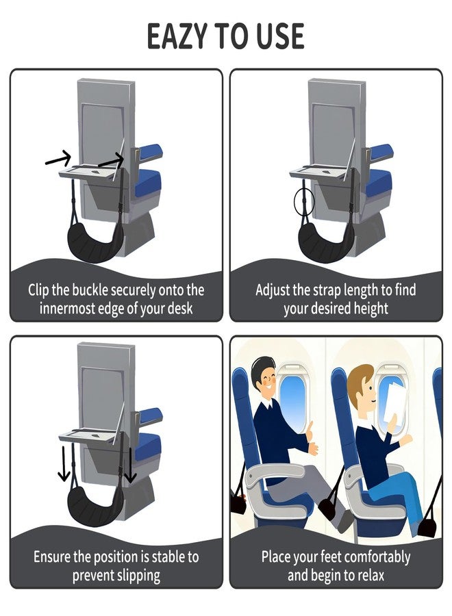 zenicham Airplane Foot Rest Hammock for Flight, Adjustable Foot Rest Under Desk, Portable Wide Foot Support for Long Trips & Office, Travel Essentials, Best Airplane Gadgets & Travel Gifts (2 PC) - Image 5
