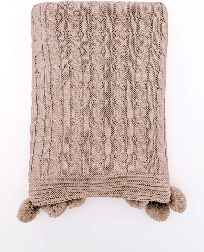 فافورا Biocotton Knitwear Pompom TV Blanket - Mink