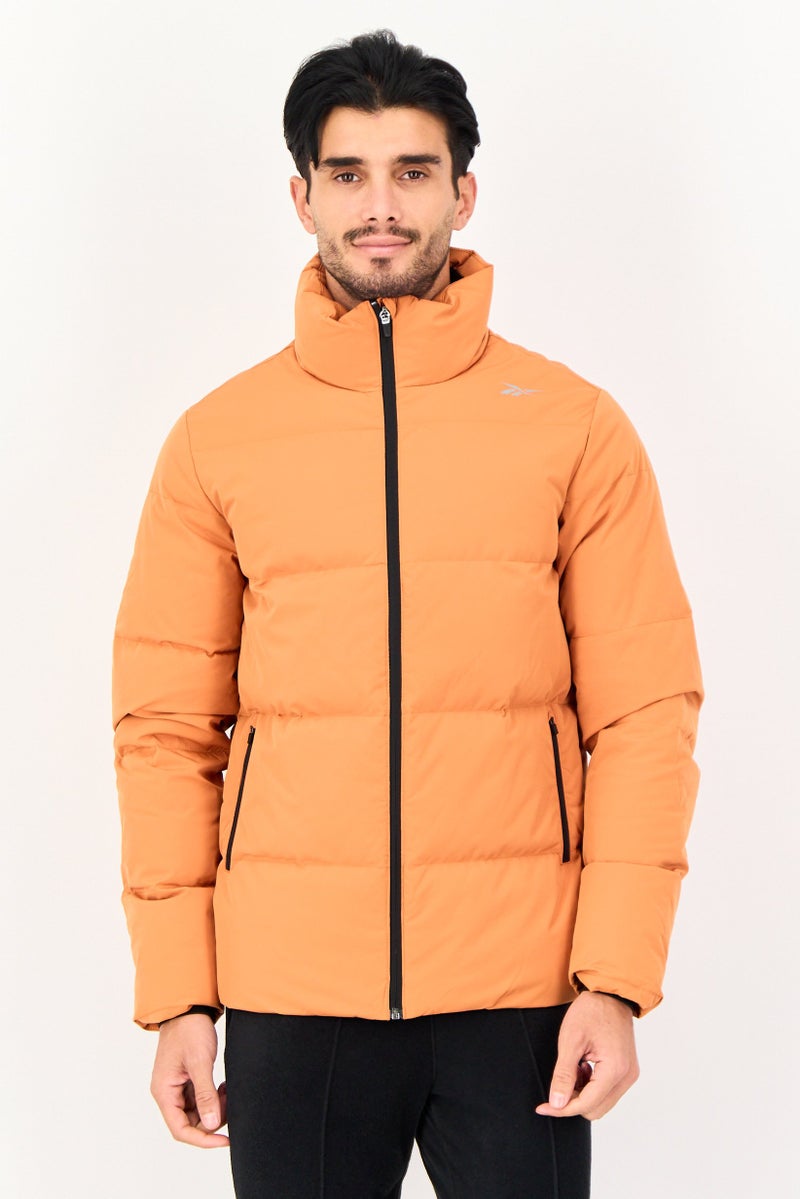 Reebok Men Sportswear Fit Brand Logo Outdoor Jacket, Orange - Image 1