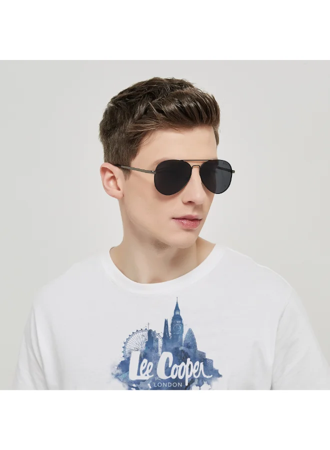 Lee Cooper Polarized Sunglasses Black Frame Smoke Mirror Lens 57mm  - LC1015C02
