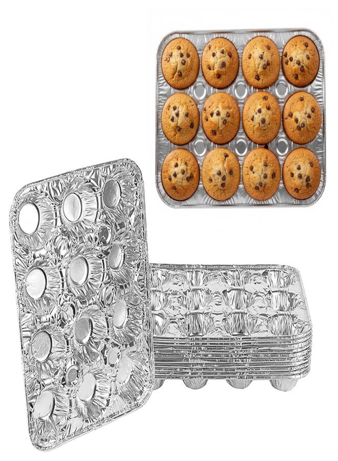 EcoQuality Aluminum 12 Cup Muffin Pan - Disposable Aluminum Cupcake Pans - Muffin Tin Great for Baking Cupcakes, Mini Muffins, Small Pies - Heavy Duty, Durable Reusable Recyclable - Bake Sale Pans Bulk (10) - Image 1