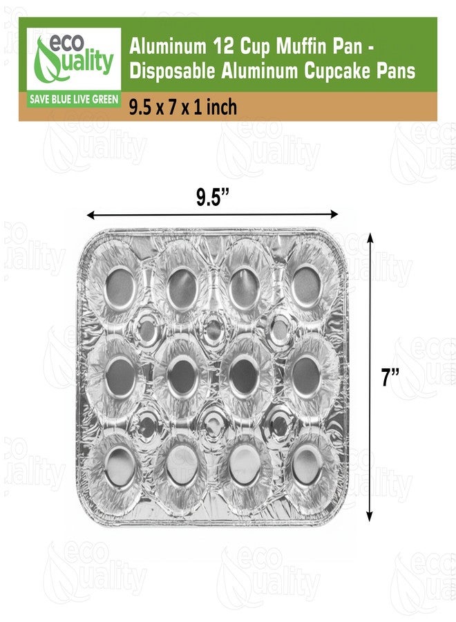 EcoQuality Aluminum 12 Cup Muffin Pan - Disposable Aluminum Cupcake Pans - Muffin Tin Great for Baking Cupcakes, Mini Muffins, Small Pies - Heavy Duty, Durable Reusable Recyclable - Bake Sale Pans Bulk (10) - Image 3
