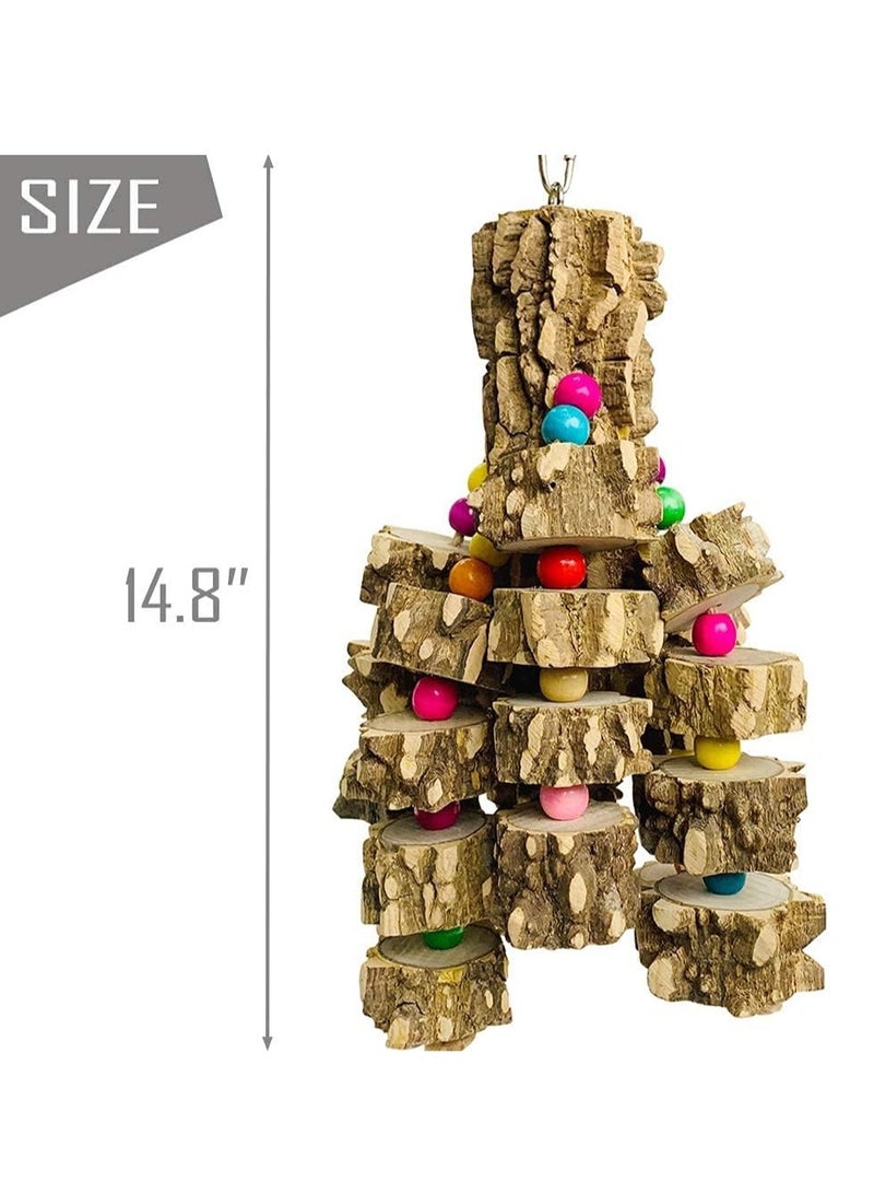 سيلكفكس لعب الببغاء الكبيرة لعب مضغ الطيور الخشبية الطبيعية لعب قفص الببغاء لعبة معلقة للكاكاو الرمادي الأفريقي Cockatoos Eclectus طيور الببغاء الأمازون - Image 3