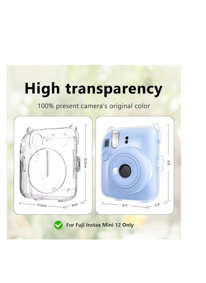 Mmmon Clear Case with Photo Storage Pocket and Accessories for Fujifilm Instax Mini 12 Instant Camera,For Polaroid Mini 12 Clear Hard Case(Blue)  - Image 2