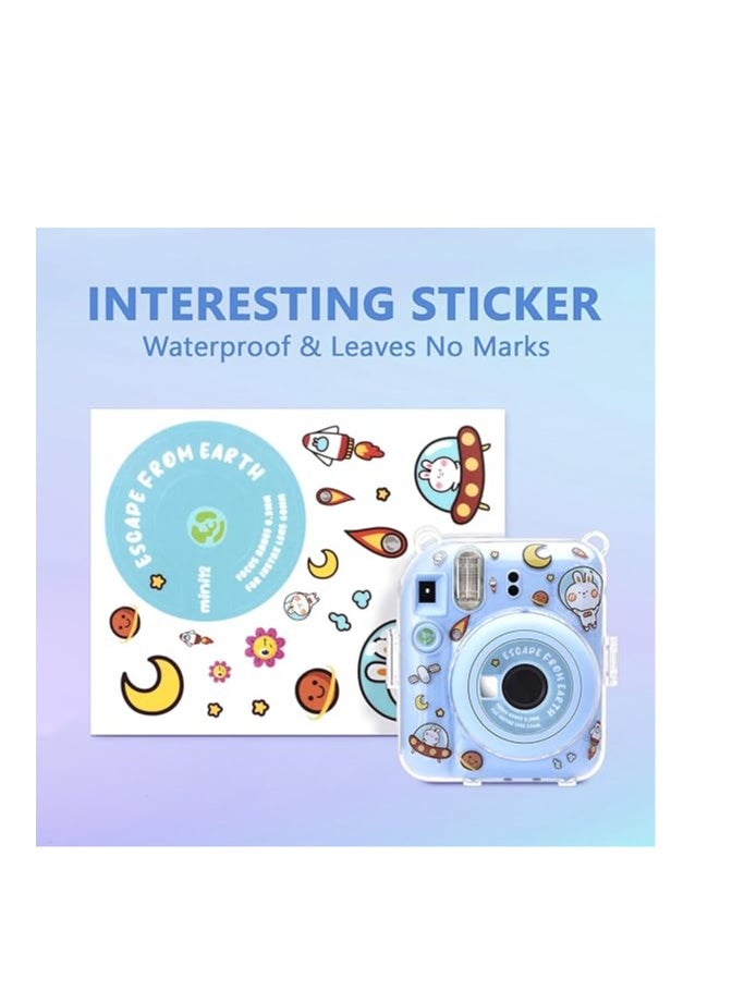 Mmmon Clear Case with Photo Storage Pocket and Accessories for Fujifilm Instax Mini 12 Instant Camera,For Polaroid Mini 12 Clear Hard Case(Blue)  - Image 3