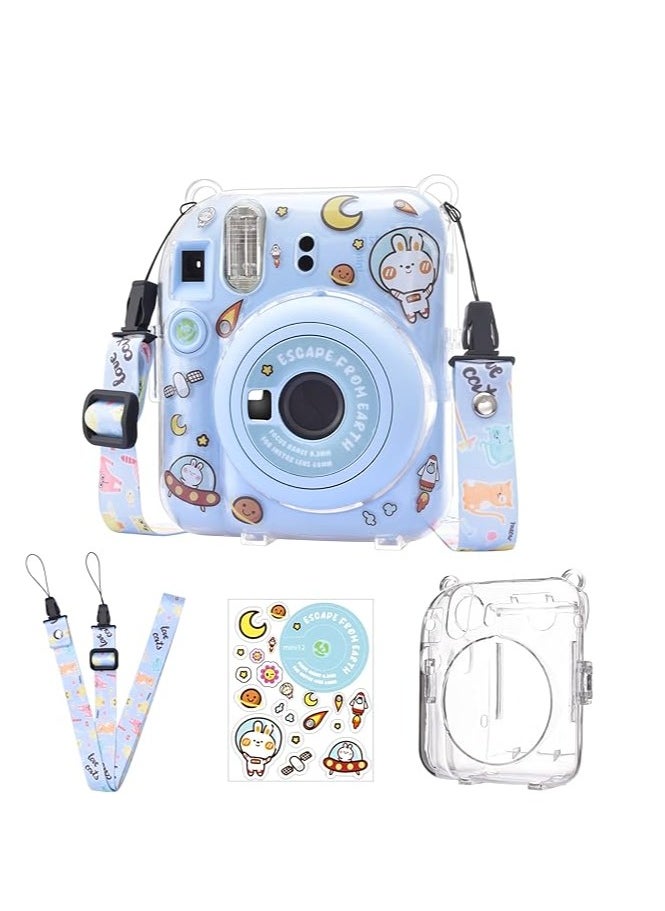 Mmmon Clear Case with Photo Storage Pocket and Accessories for Fujifilm Instax Mini 12 Instant Camera,For Polaroid Mini 12 Clear Hard Case(Blue)  - Image 1