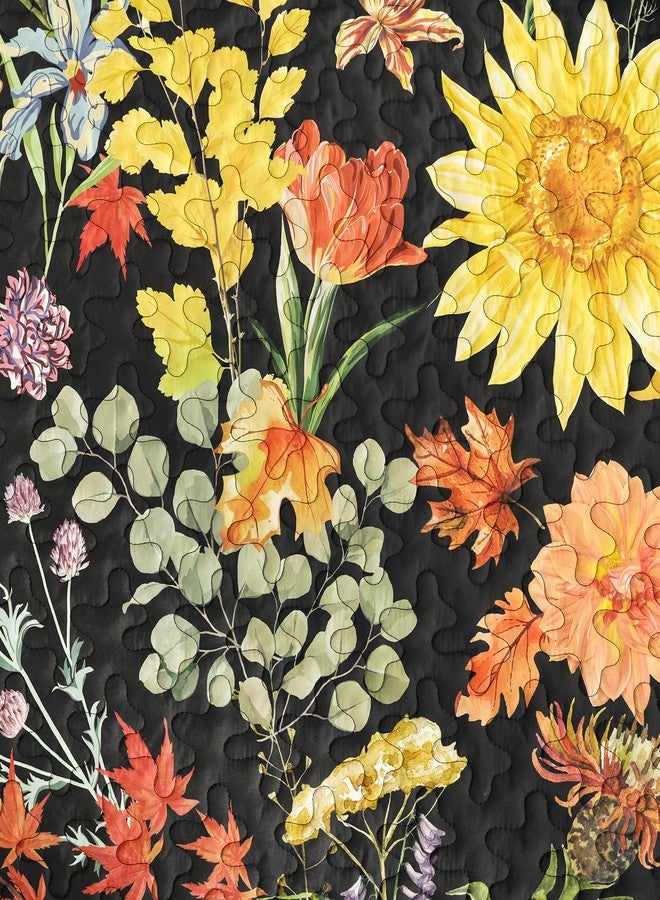 Yiran Floral Quilts Queen Size, Black Yellow Sunflower Botanical Fall Bedspread Bedding Set, 3 Pieces Colorful Soft Lightweight Microfiber Coverlet with 2 Pillow Shams for All Season 96x90 Inch - Image 5