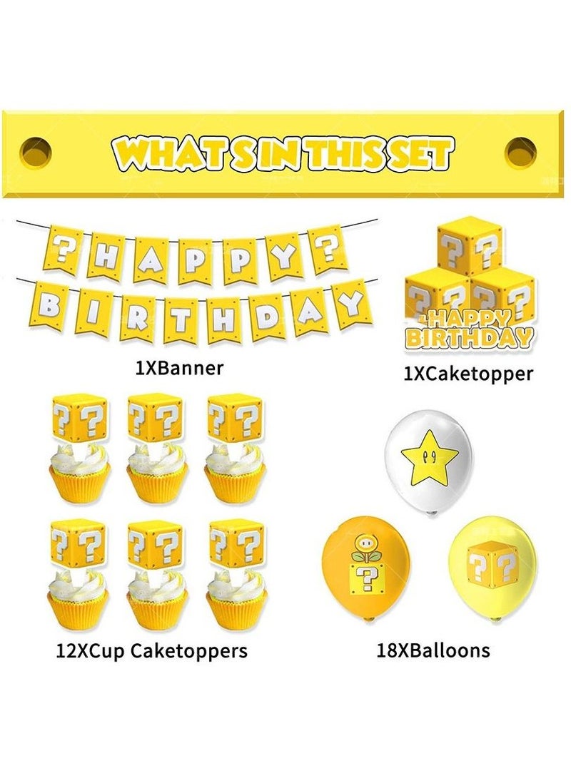 Furtey Yellow Question Mark Mario Element Theme Birthday Party Supplies Balloon Decoration Set - Image 2