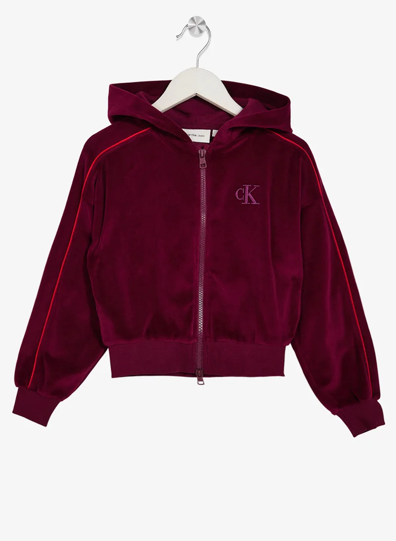 كالفن كلاين جينز هودي بسحاب وشعار الشباب